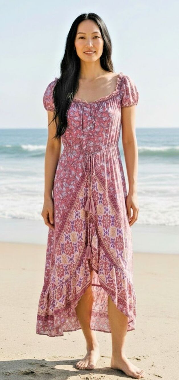The Fox and the Mermaid NEW asymetrical tassled boho summer dress sz M/L